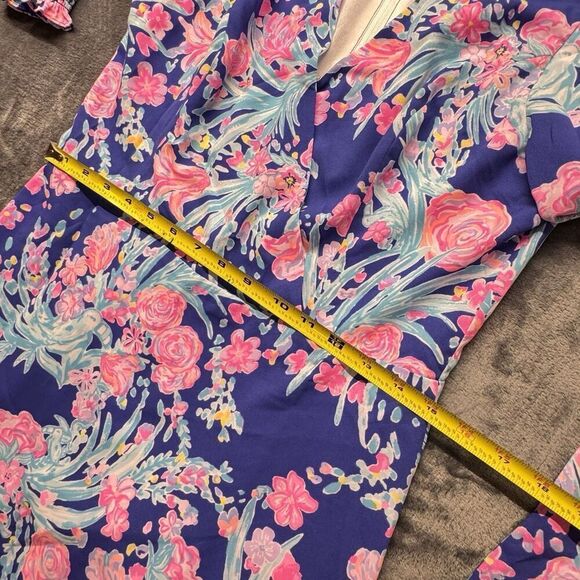 Lilly Pulitzer Sz 8 Rosie Stretch Dress Womens Navy Turquoise Pink Belted NICE - Picture 15 of 16